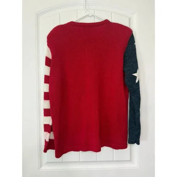 Mountain Lake Americana Flag Zip-Up Knit Cardigan Vintage 90s Patriotic 4th July - Picture 4 of 10